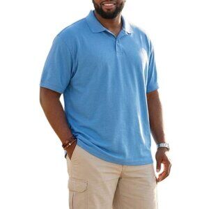 Mens Size XXXL Polo Shirt Stretch Cotton Aqua Blue Casual Collared Top